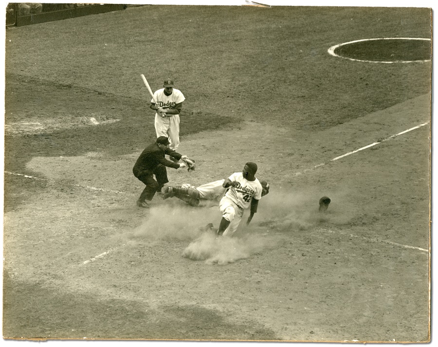Jackie Robinson Steals Home Photograph