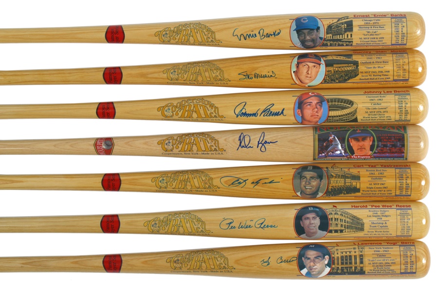 Seven Autographed Cooperstown Bats