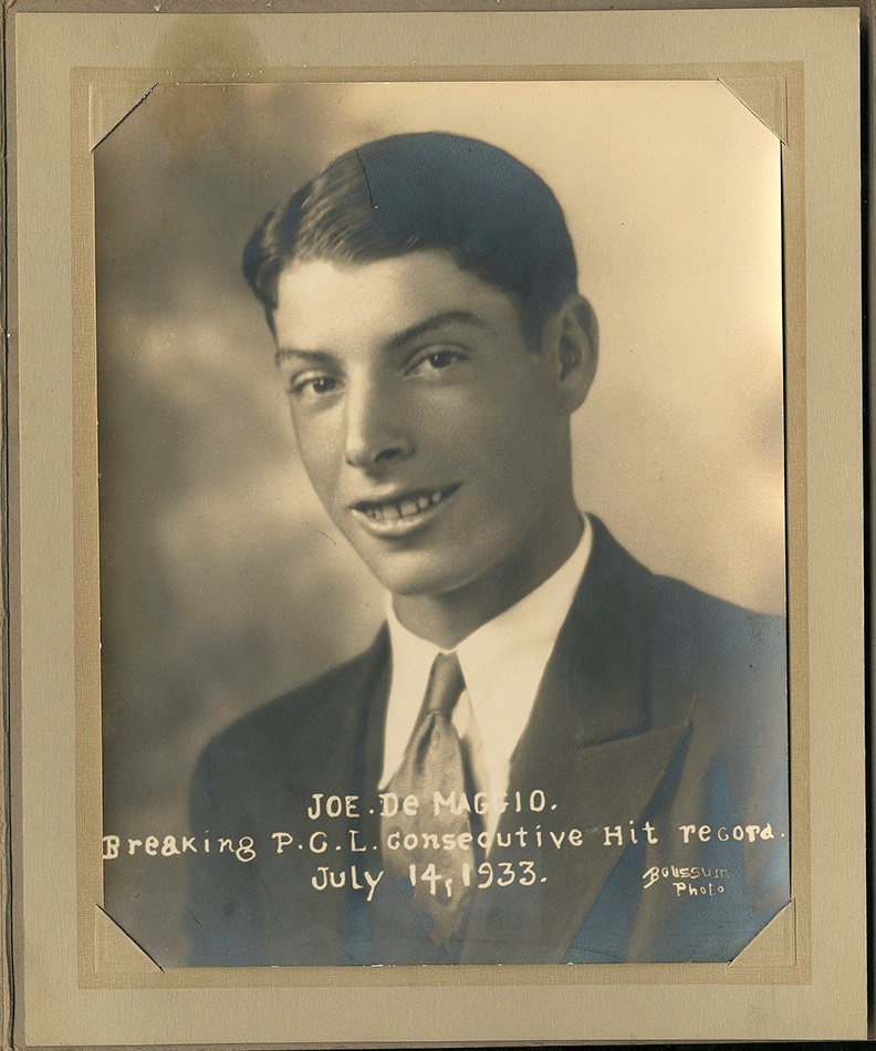 Joe DiMaggio Breaks P.C.L. Consecutive Hit Record Portrait