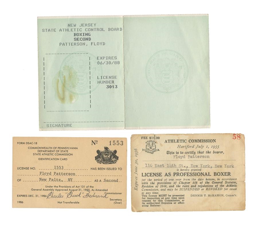 Floyd Patterson Boxing Licenses