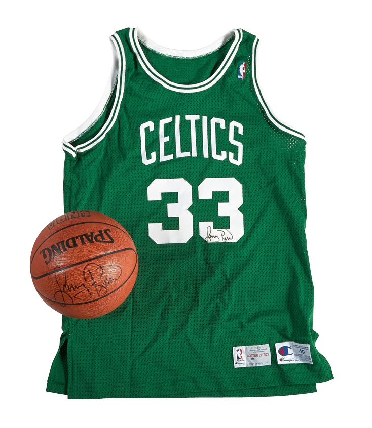 Larry Bird Signed Basketball and Jersey (UDA)