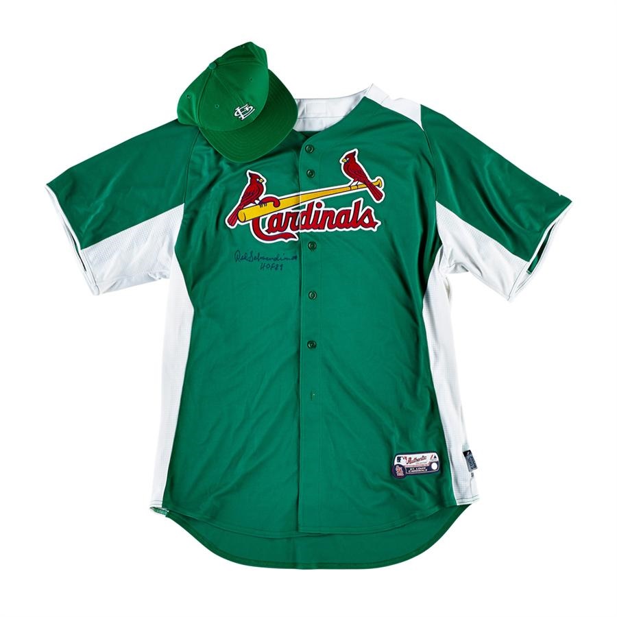 St. Louis Cardinals St. Patrick's Day GameWorn Jersey and Cap