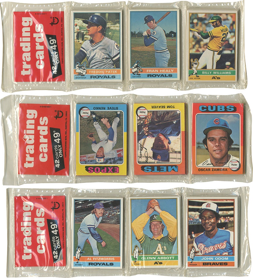 1975 & 1976 Topps Baseball Unopened Rack Packs (3)