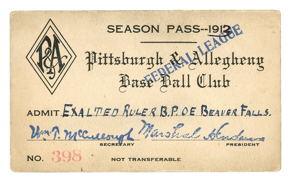 Pittsburgh Federal League Baseball Pass