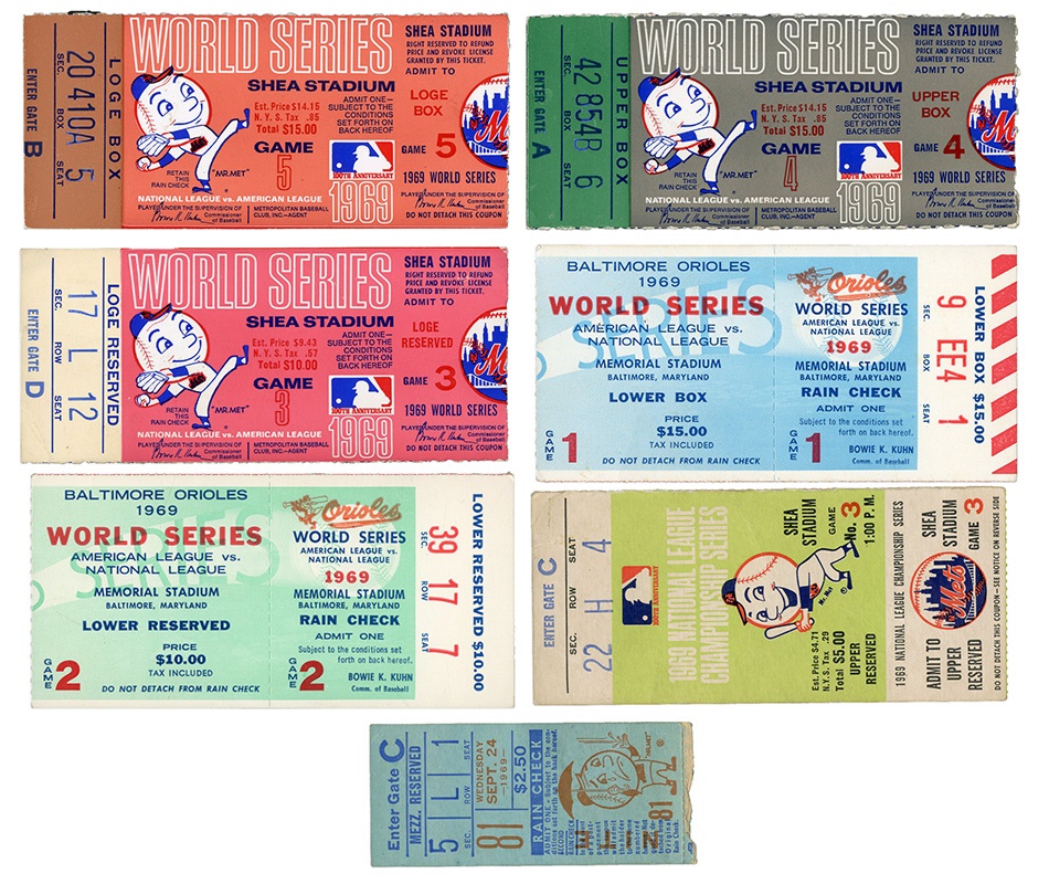 1969 NY Mets Complete Ticket Set (7)