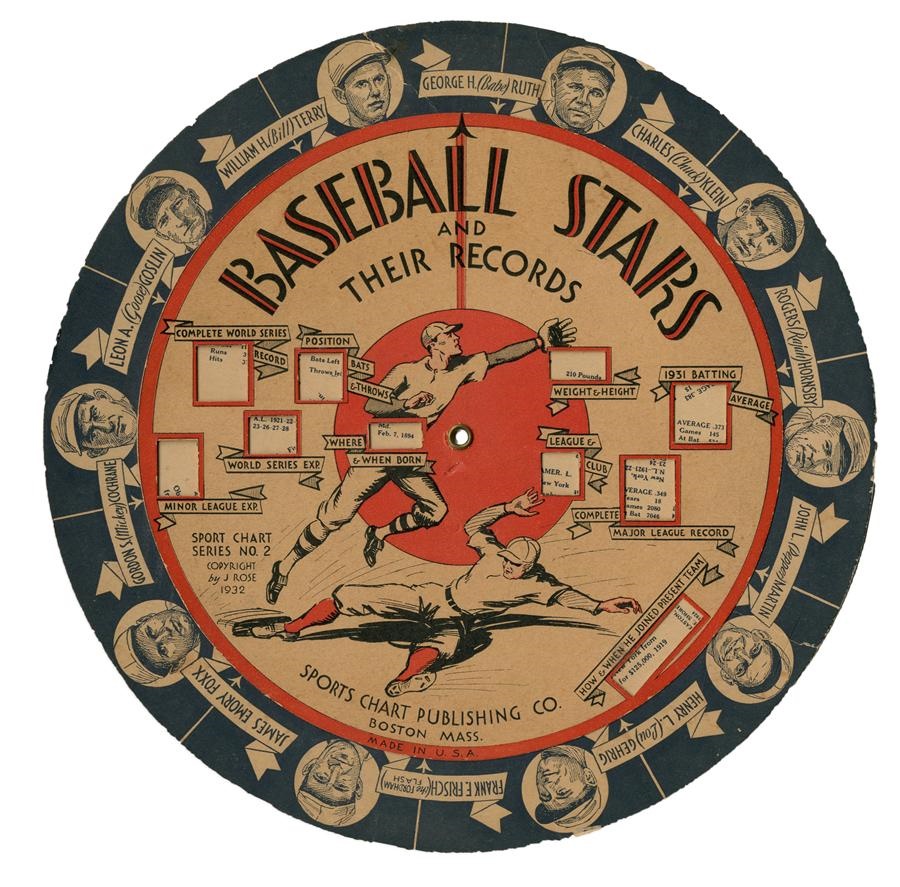 1932 Baseball Stars and Their Records Stat Wheel