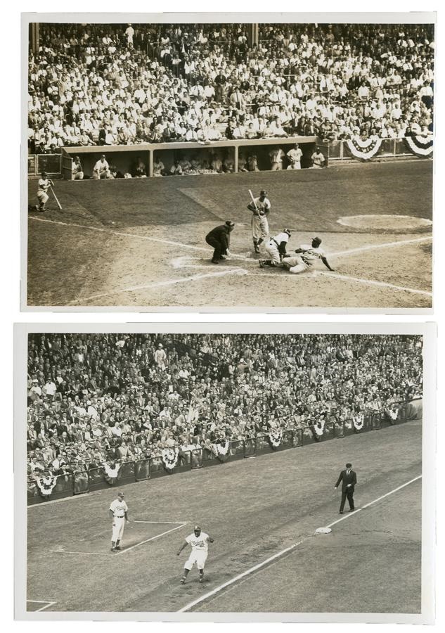 1955 Jackie Robinson Steals Home Brooklyn Dodgers World Series Photos (2)