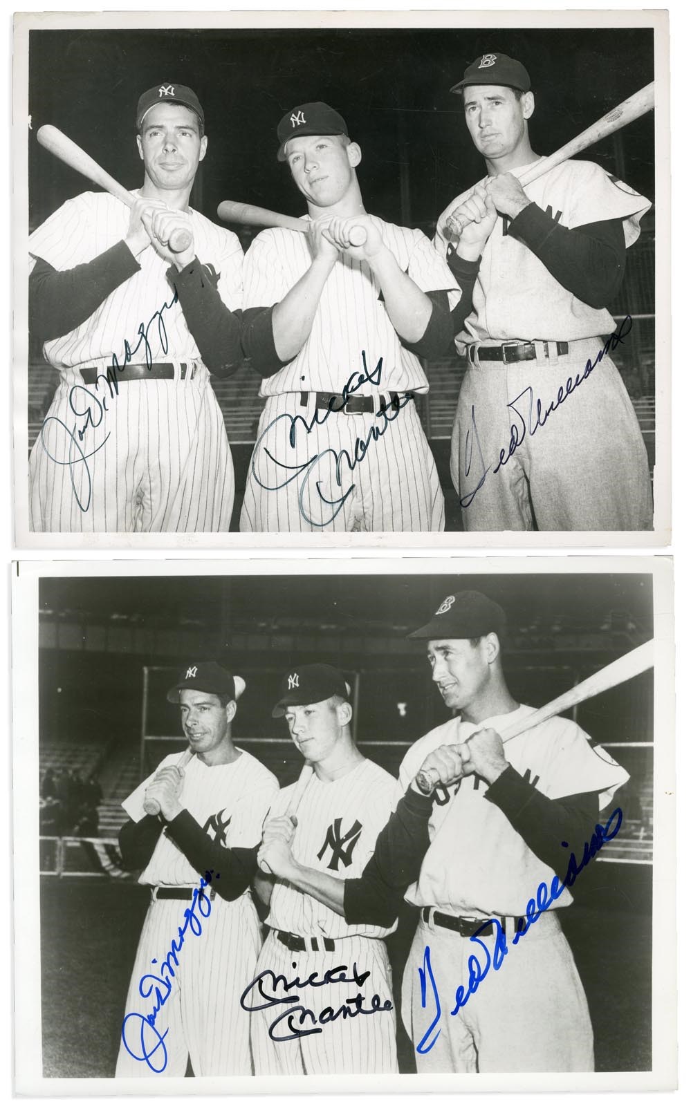 Mickey Mantle, Joe DiMaggio & Ted Williams Signed Photographs All PSA