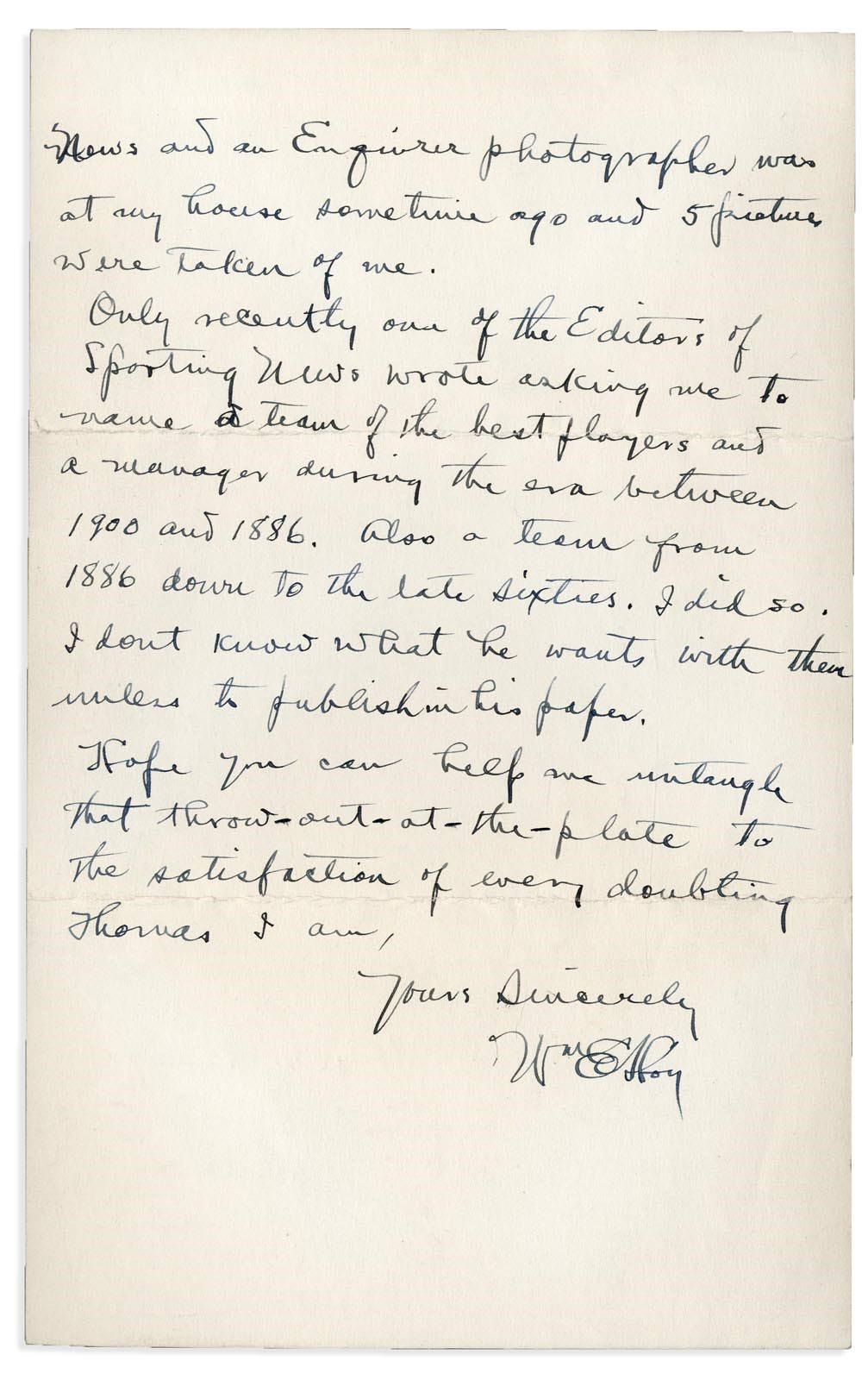 1943 Dummy Hoy Handwritten "Three Men Out" Letter (PSA)