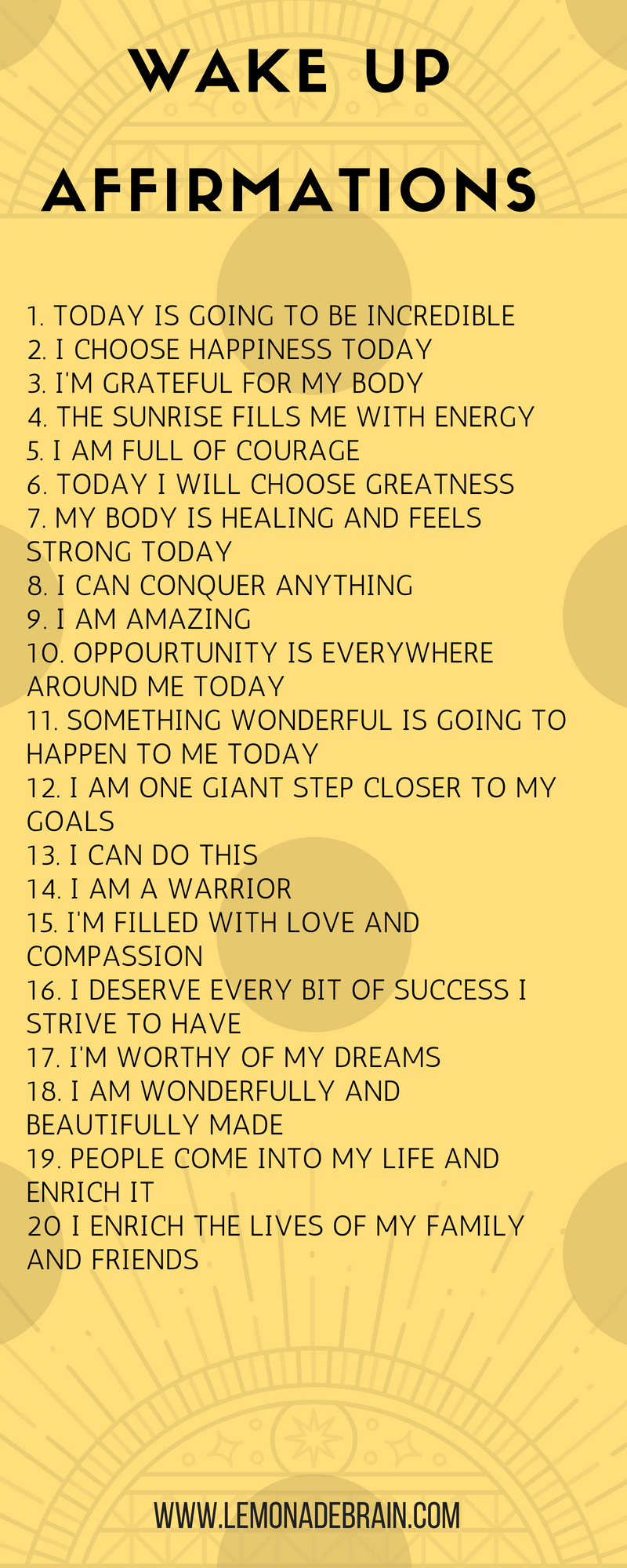 Affirmations for Success Lemonade Brain