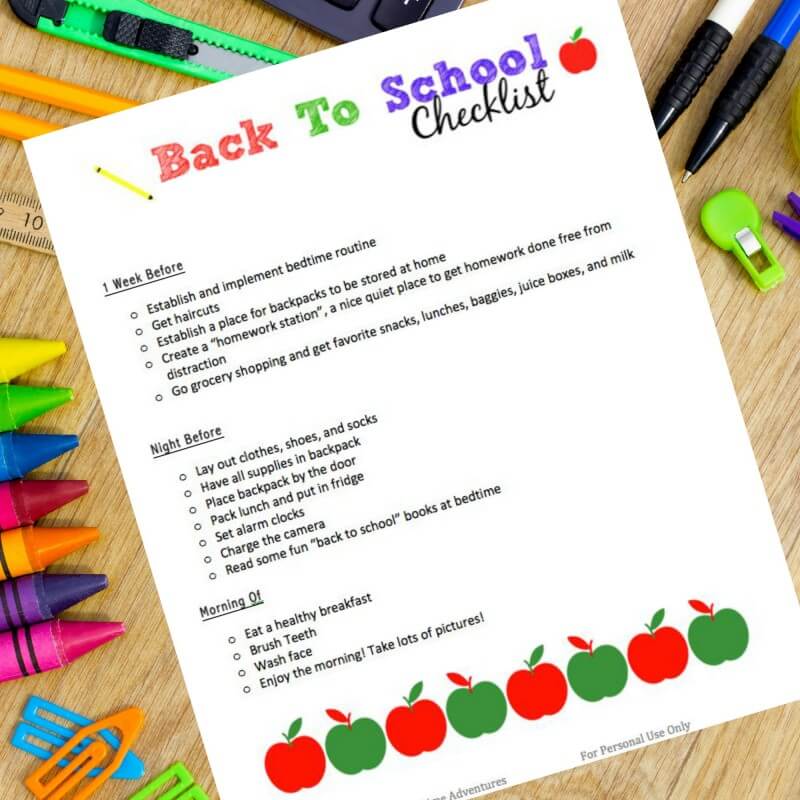 Free Printable Back to School Checklist