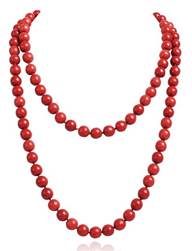 Red Statement Necklace Lemon Peony