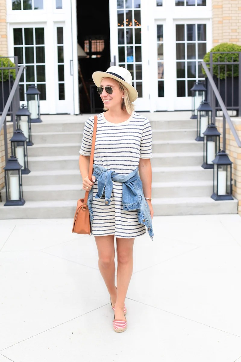 striped tshirt dress outfit