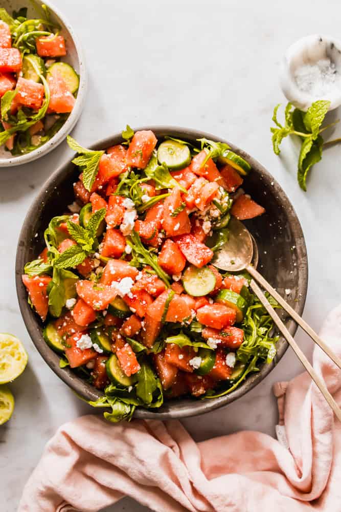 Watermelon Salad Recipe With Honey Lime Dressing Lena's Kitchen