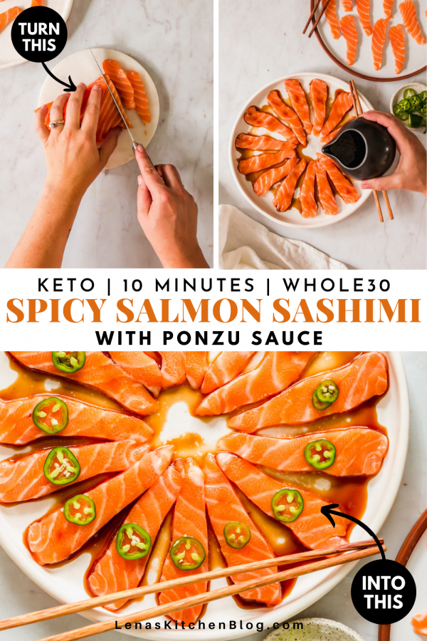 Spicy Salmon Sashimi with Ponzu Sauce Lena's Kitchen