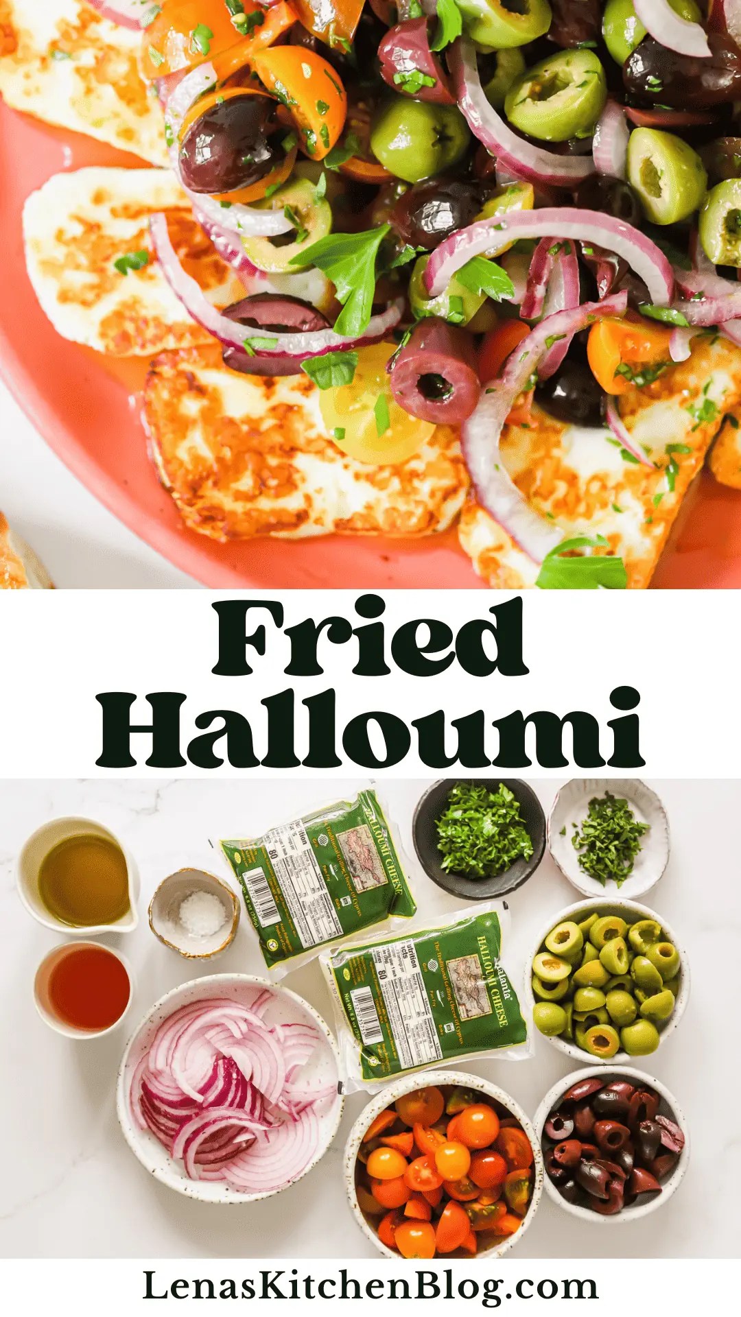 Easy Fried Halloumi (With Tomato & Olive Salad) Lena's Kitchen