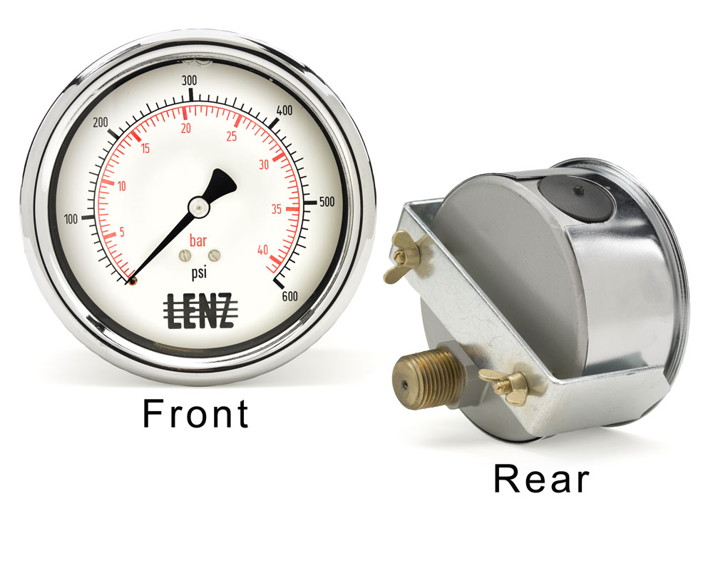 BAC4 PRESSURE GAUGE 4" DIAL Lenz