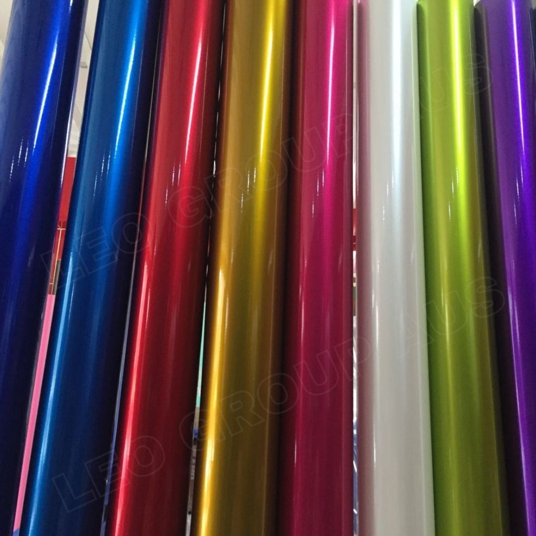1.52M X 50CM CANDY GLOSS RED METALLIC CHROME CAR VINYL WRAP FILM AIR