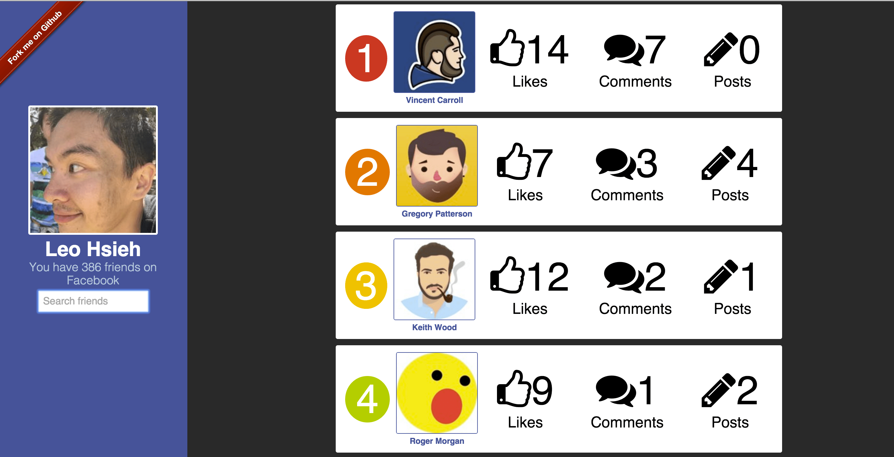 React Facebook Friends Leo's Portfolio