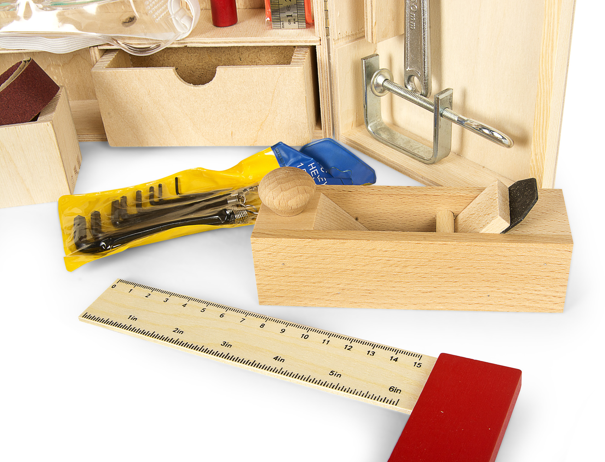 Deluxe Holz Werkzeug für Kinder 50TLG Kompakter Werkzeugkoffer mit