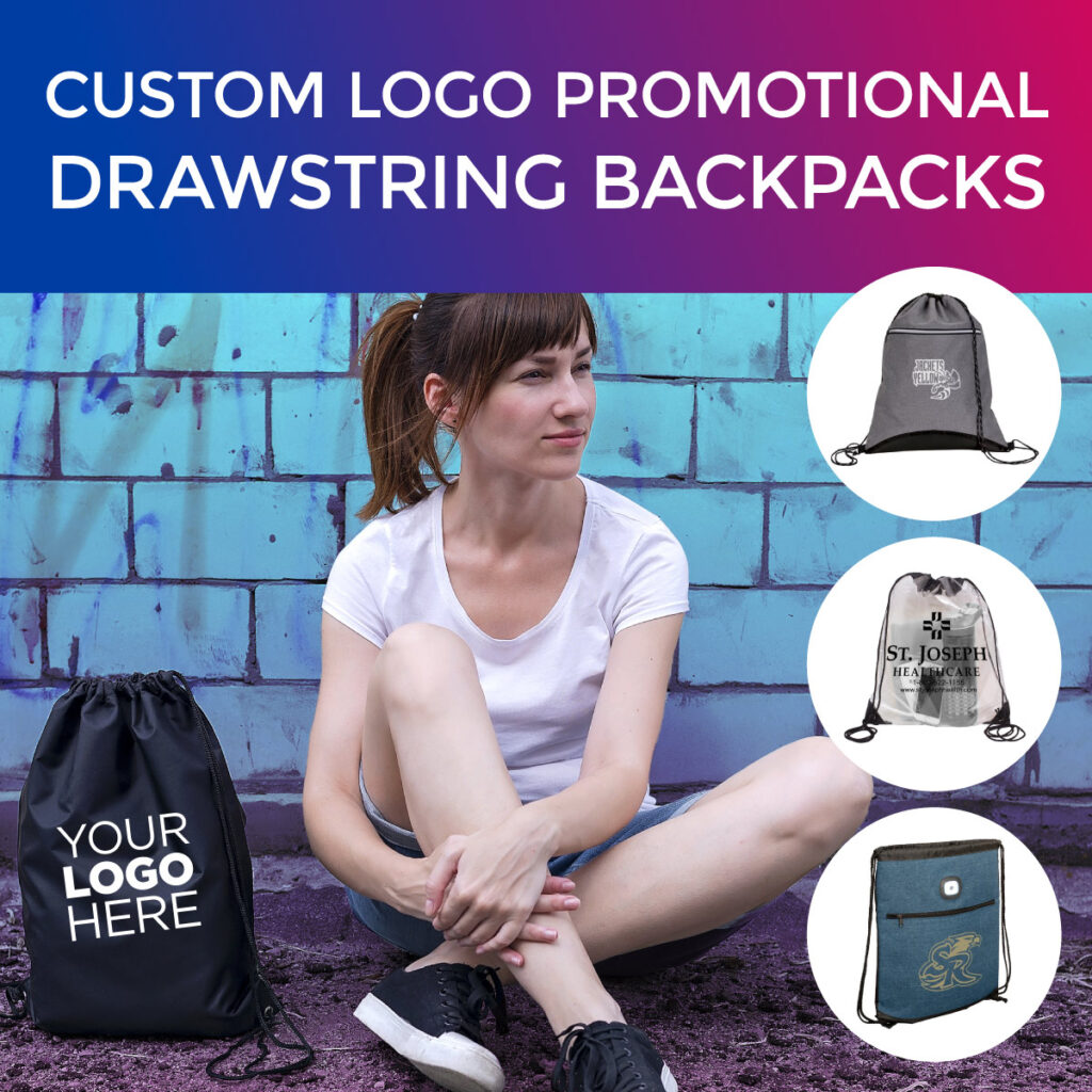 Promotional drawstring backpacks