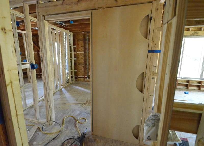 Pocket doors, plywood backing, gas lines Leonhouse