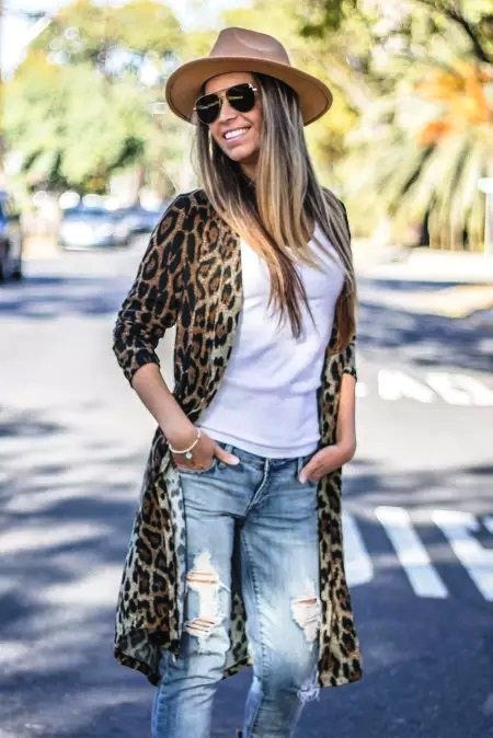 leopard print long cardigan australia