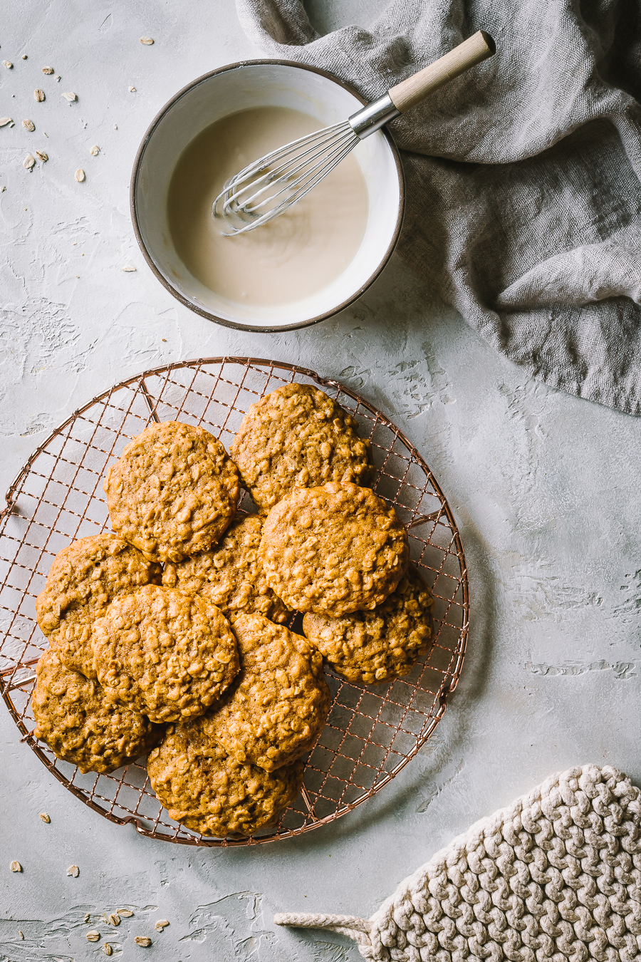 Pumpkin Oatmeal Cookies with Maple Icing Le Petit Eats