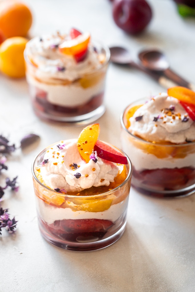 Poached Plum Coconut Cream Parfaits Le Petit Eats