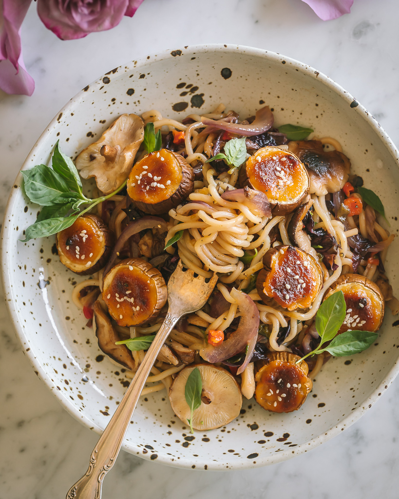 Miso Glazed Eggplant Noodle Bowls Le Petit Eats