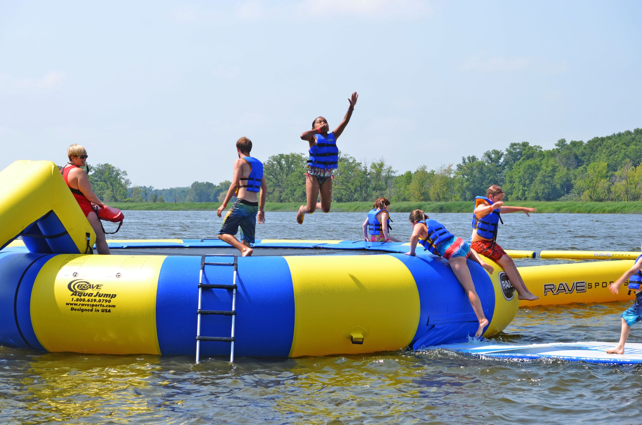 Rave Aqua Jump Eclipse 150 Waterpark Trampoline LePier Shoreline