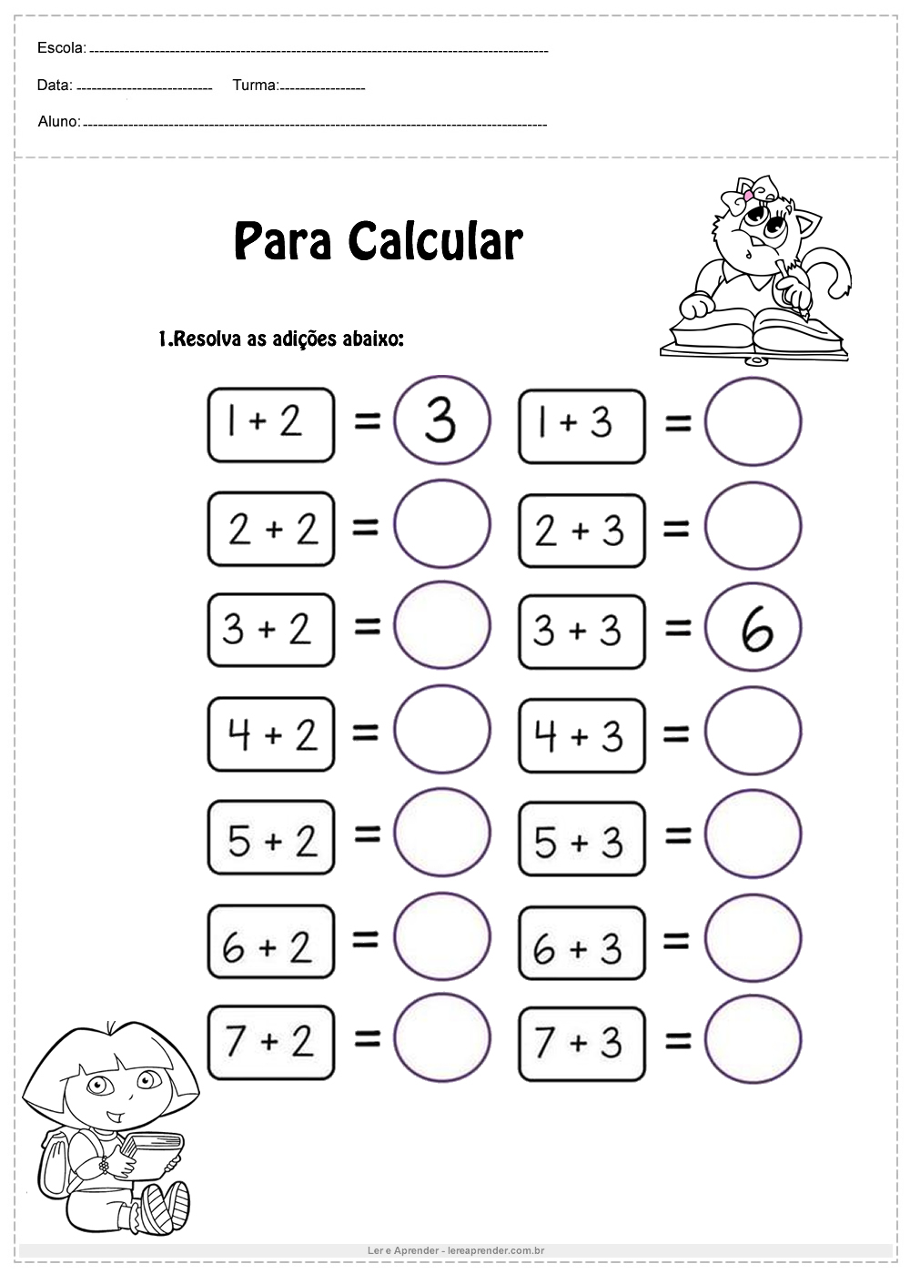 Atividade de matemática 2°ano Ler e Aprender