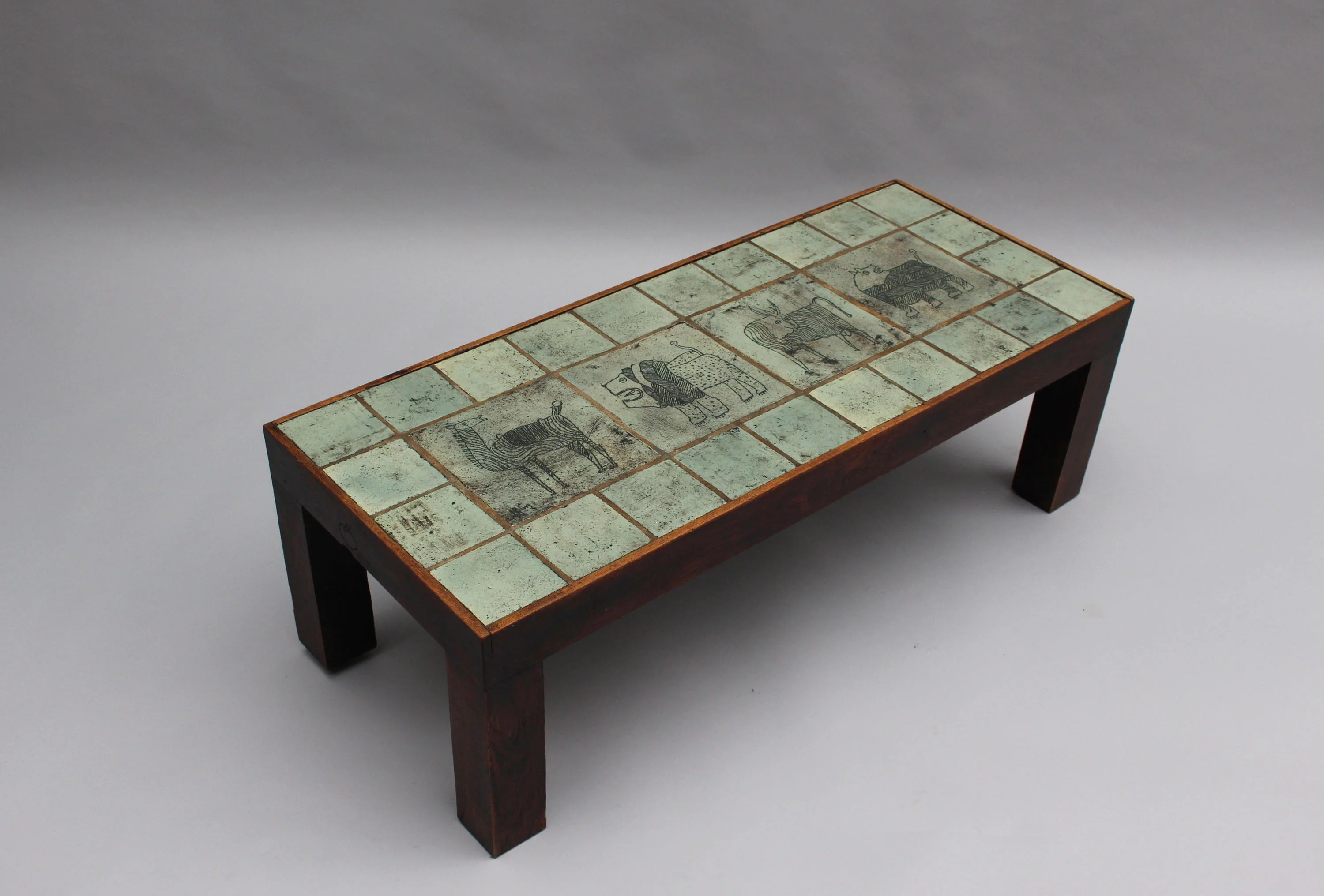Fine French MidCentury Ceramic Top Coffee Table by Jacques Blin