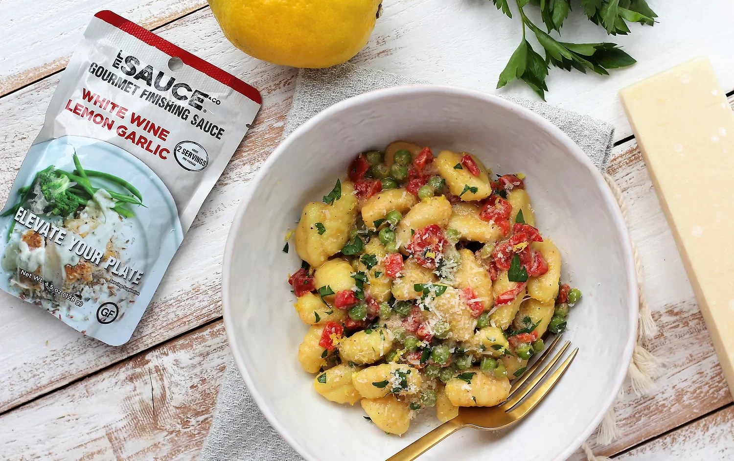 White Wine Lemon & Garlic Gnocchi Le Sauce & Co.