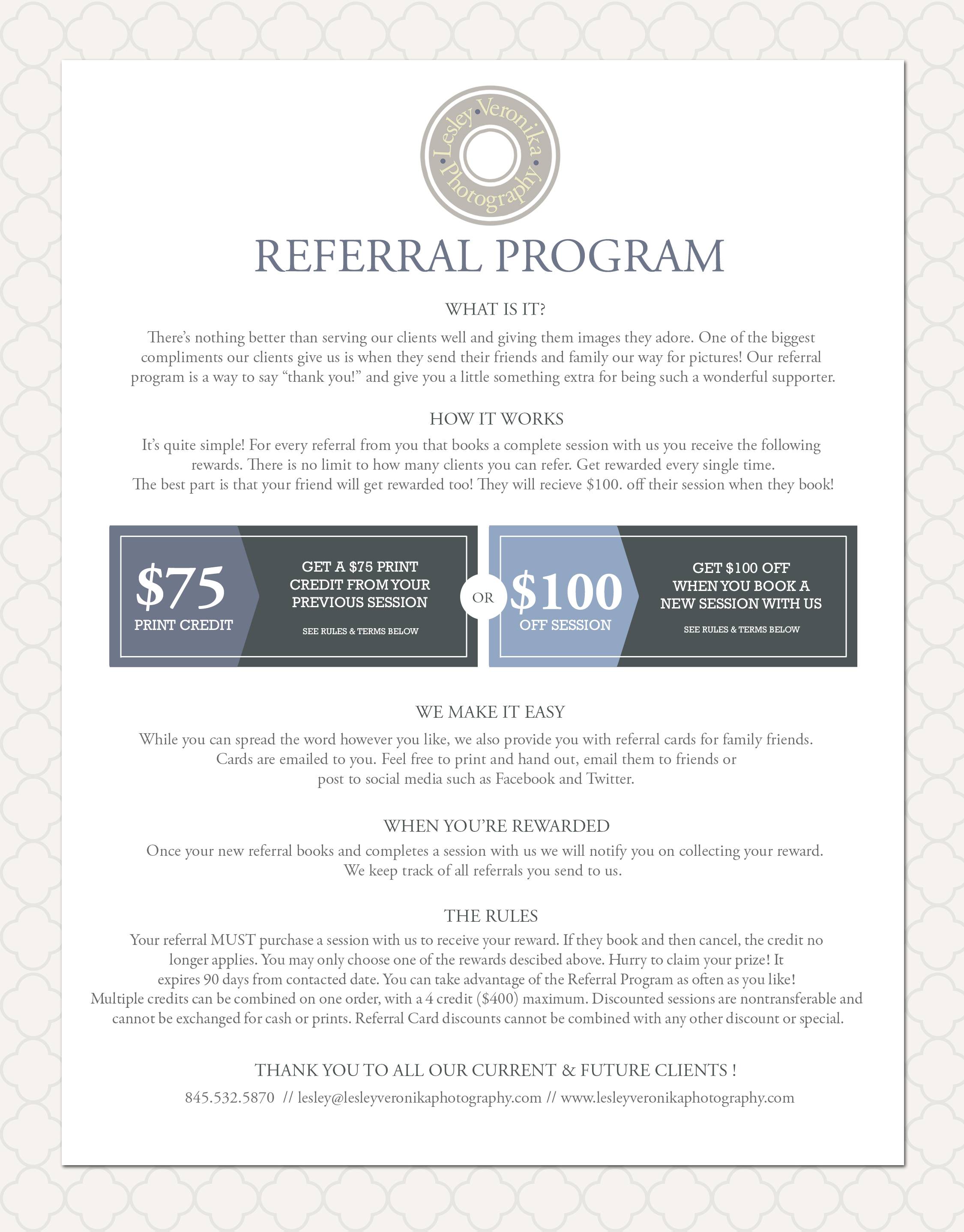 Photography Referral Program Lesley Veronika Photography Lesley Veronika Photography