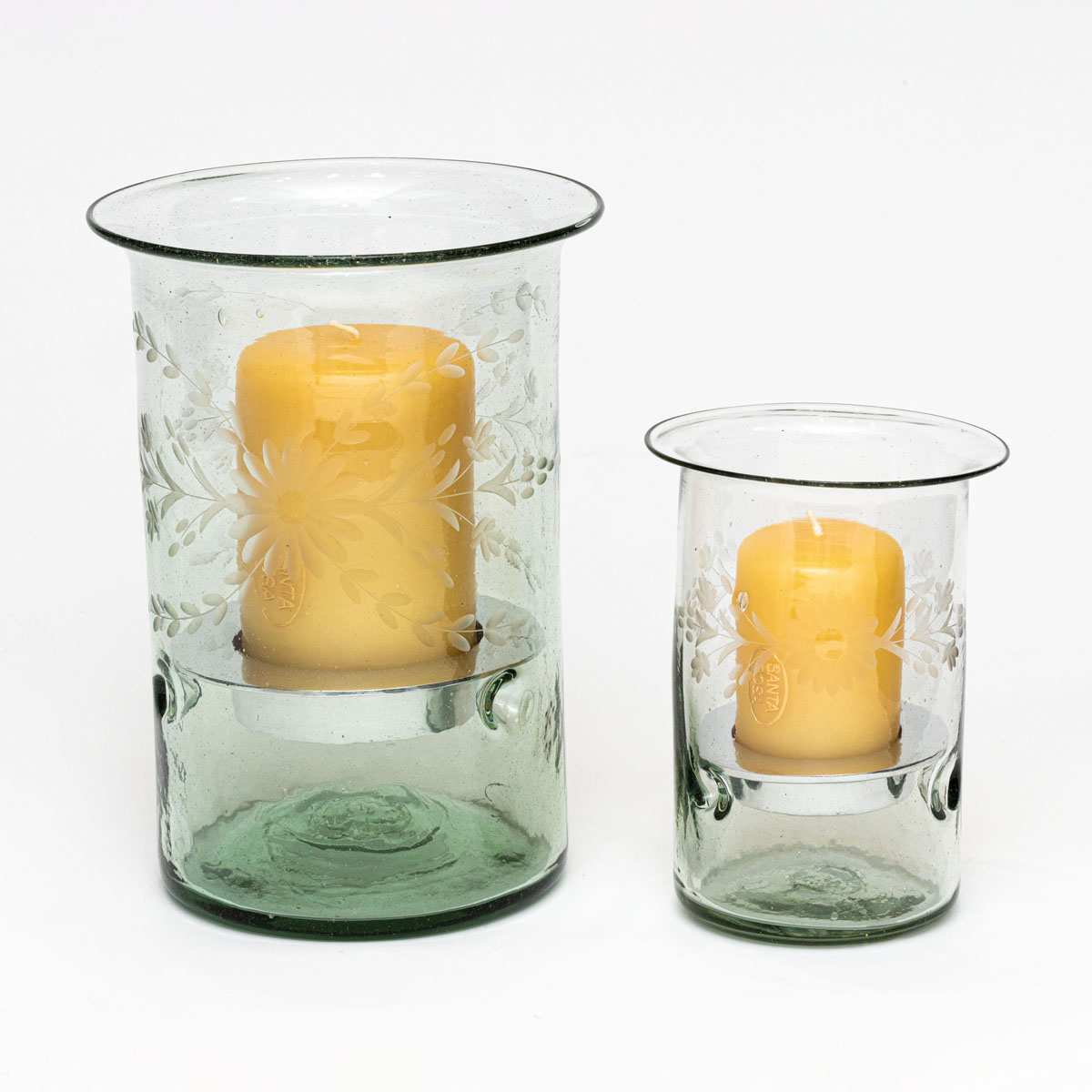 HandEtched Recycled Glass Hurricanes Leslie Flynt