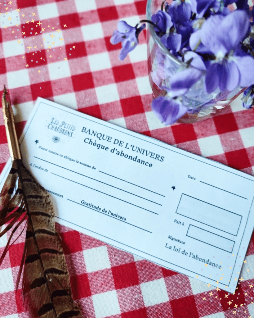 Chèque d'abondance, le rituel nouvelle lune Les Petits Chaudrons
