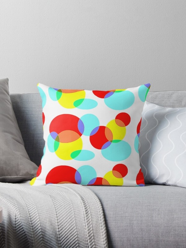 Red, Yellow And Blue Circles Cushion