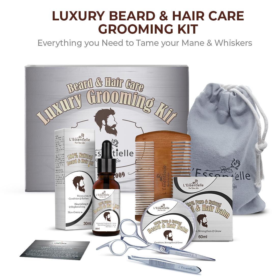 Beard & Hair Care Luxury Grooming Kit L'Essentielle