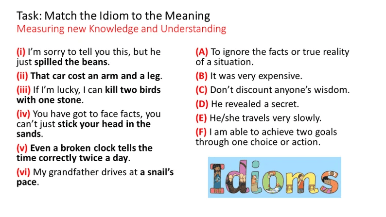 KS4 English Literacy (12) Idioms Lesson Planned Free and Premium