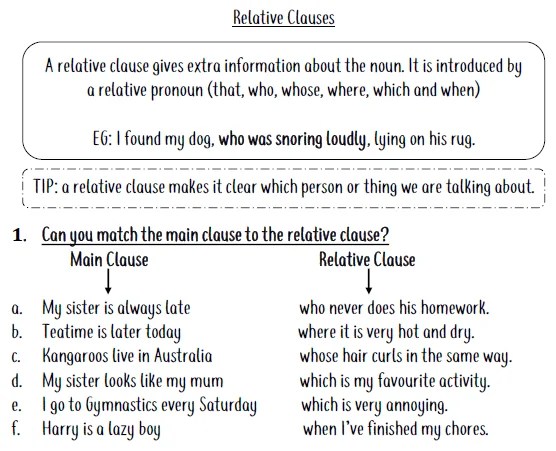 Clausesmain, subordinate, relative and embedded Lesson Planned A