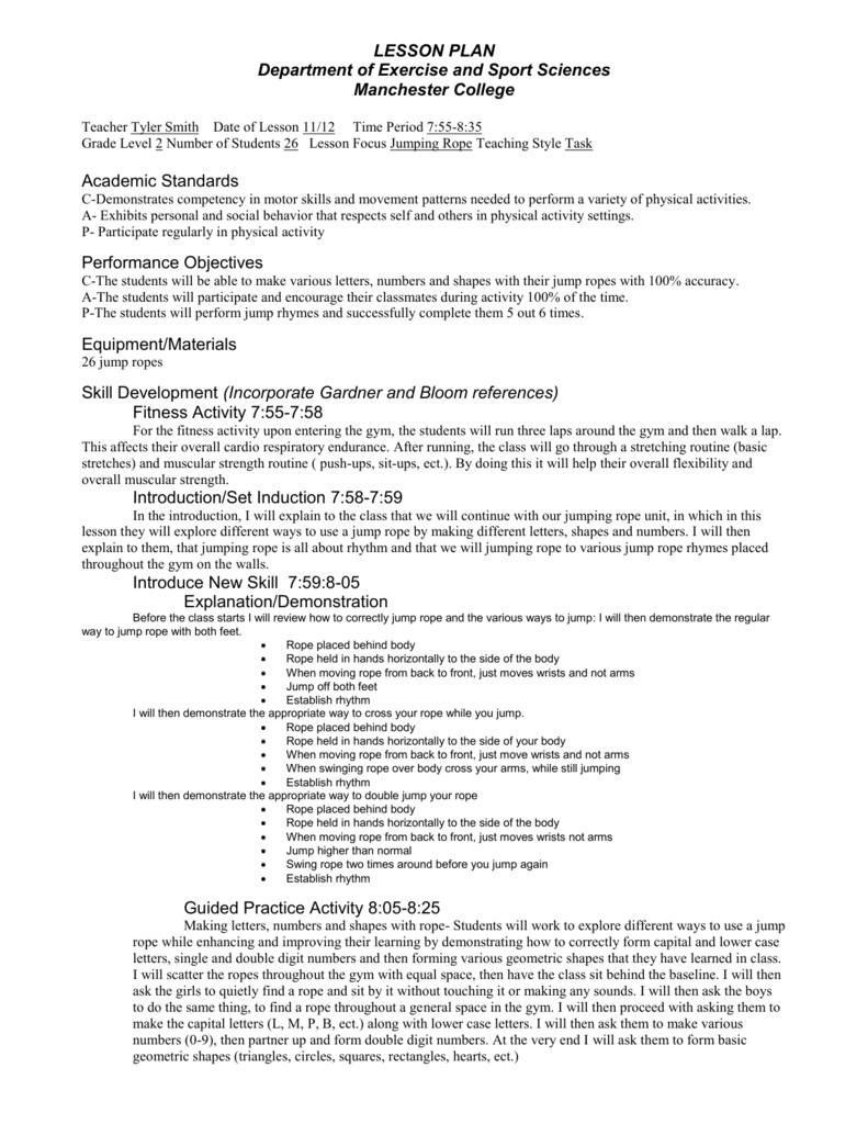 How To Teach Jump Rope In Pe Class Lesson Plans Learning