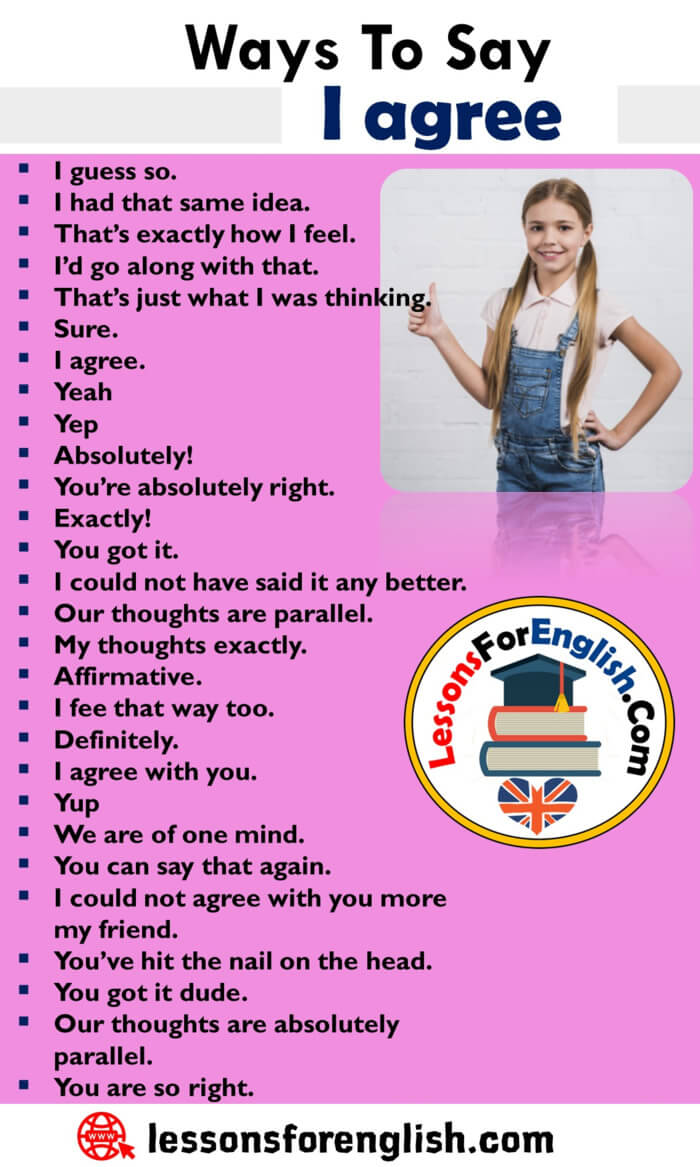 Other Ways To Say I Agree, English Phrases Examples Lessons For English