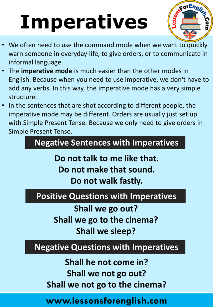 Imperatives in English, Definition and Examples Lessons For English Imperatives in English, Definition and Examples Lessons For English