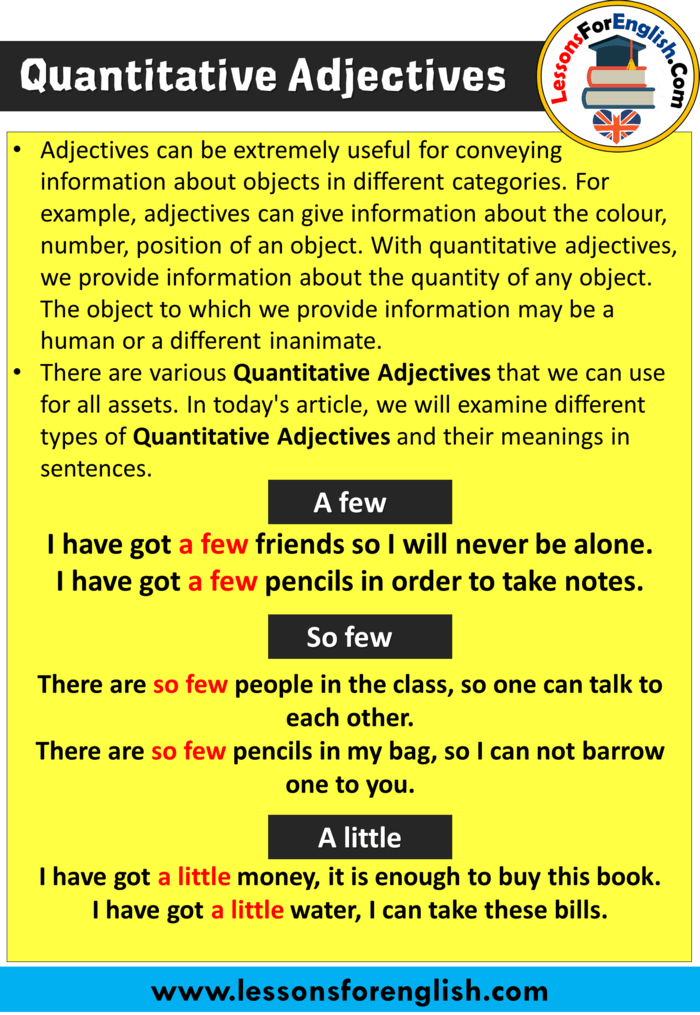 Quantitative Adjectives, Definitions and Example Sentences Lessons