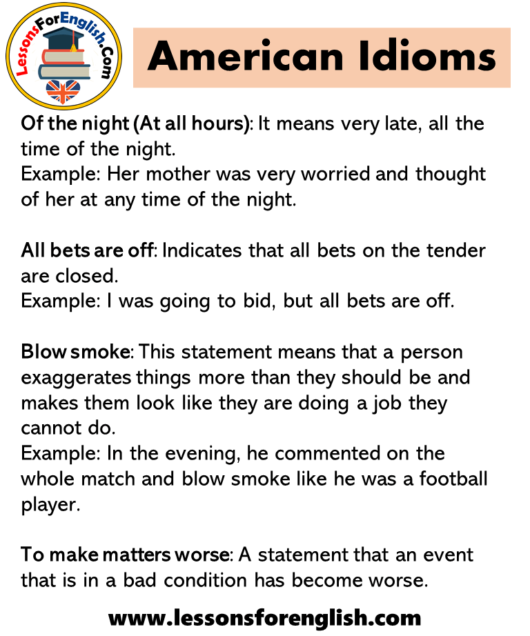 20 American Idioms And Examples Lessons For English
