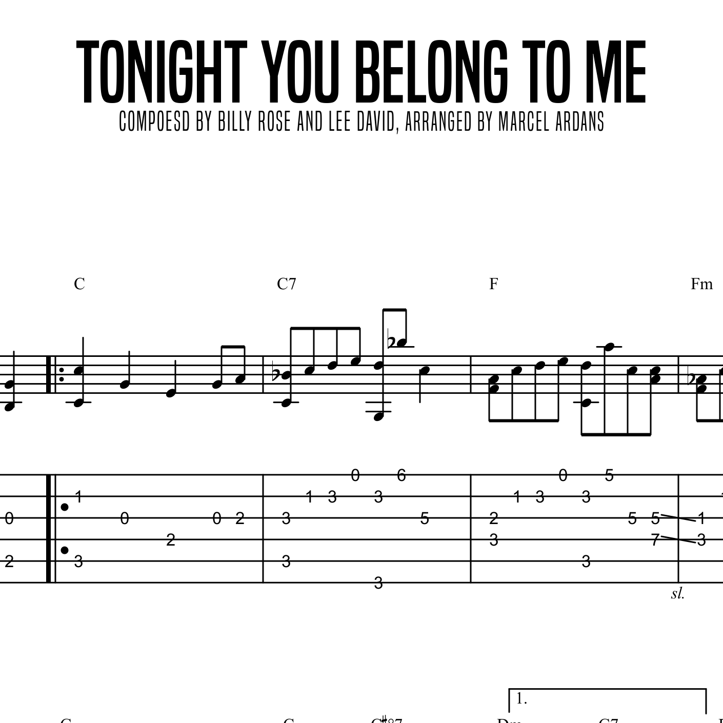 Tonight You Belong To Me Chords Guitar Sheet and Chords Collection