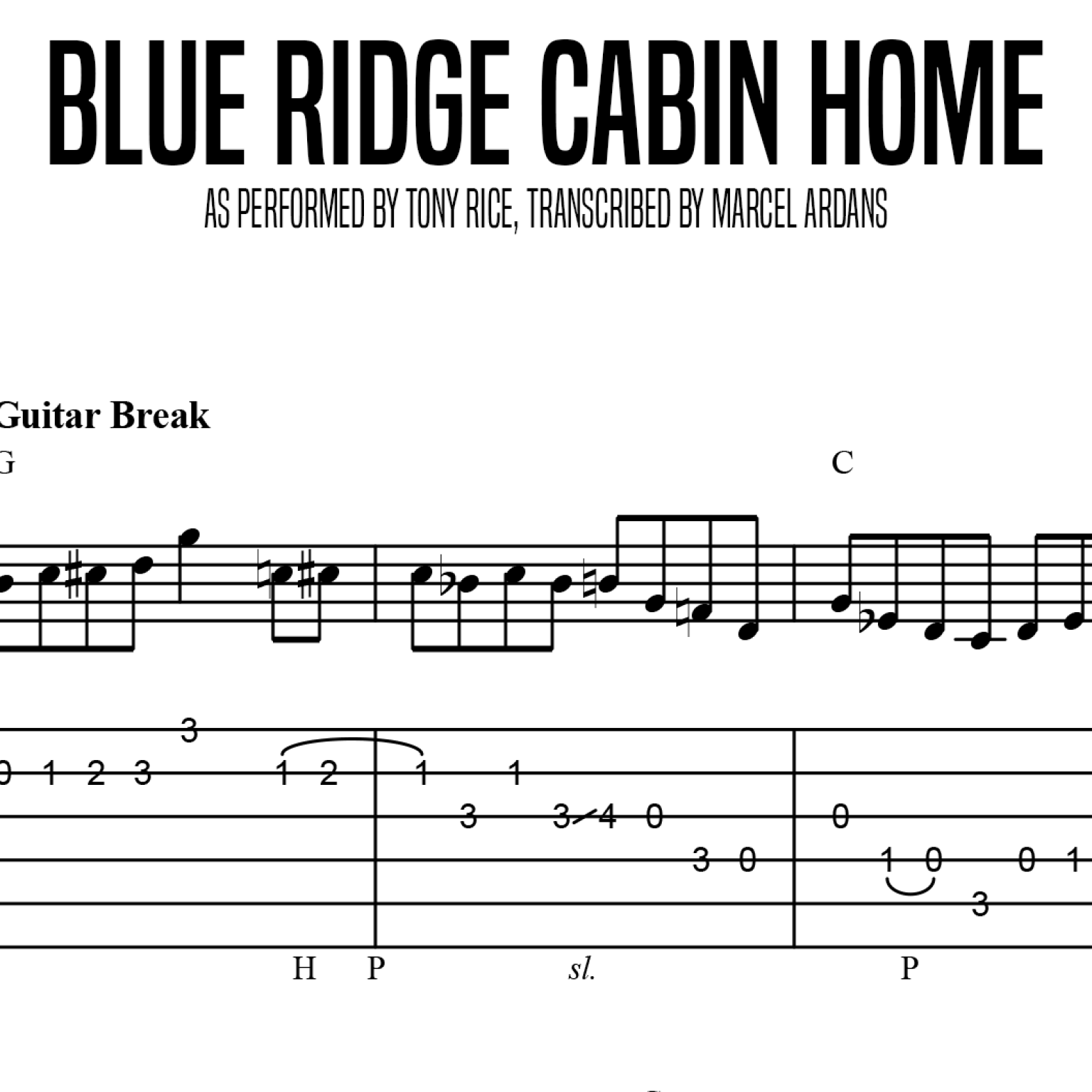 Blue Ridge Cabin Home, Tony Rice (Advanced) Lessons With Marcel
