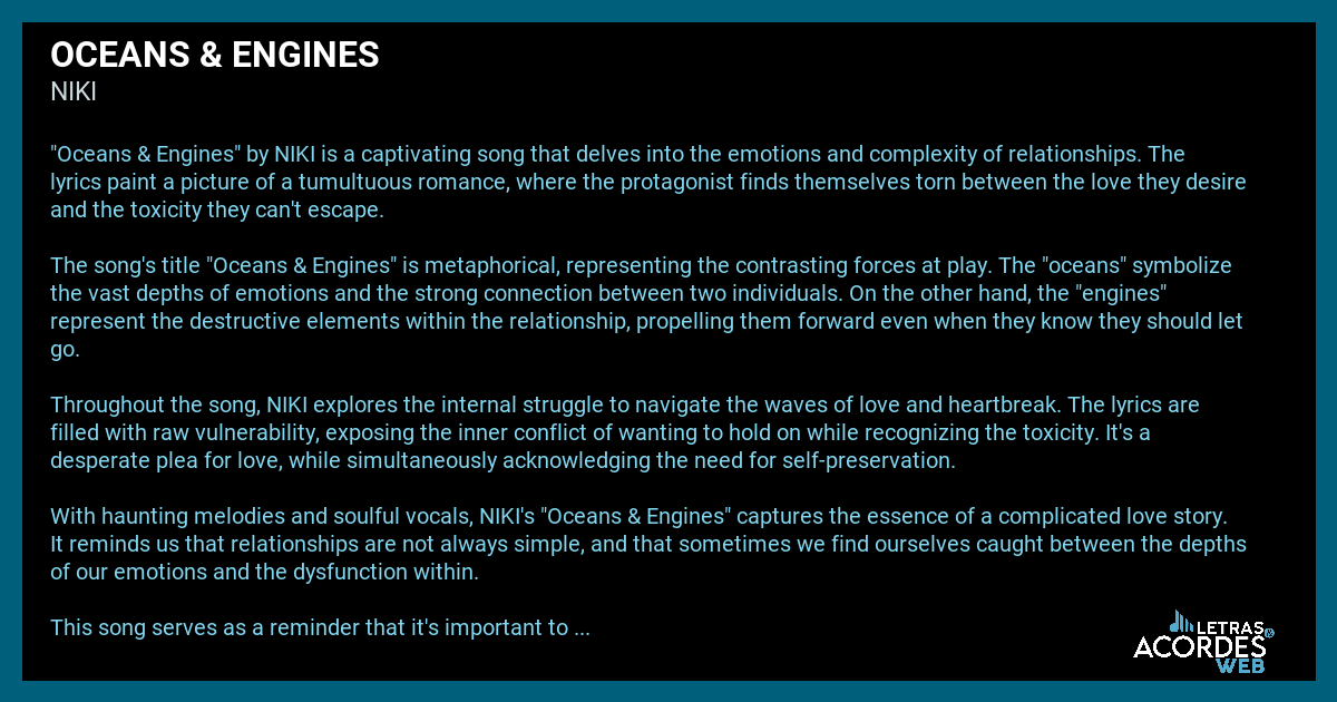 Meaning of Oceans & Engines by NIKI (the story behind)