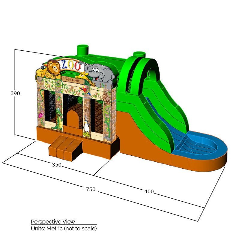 25x12 Zoo Bouncy Castle With Water Slide Lets Bounce Inflatables
